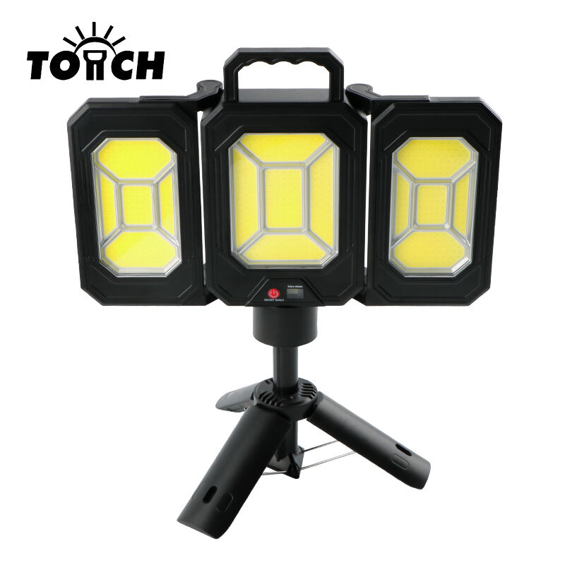 新登場 ソーラー充電式高輝度アウトドア折りたたみライト、屋外防水Type-C充電対応多機能作業灯