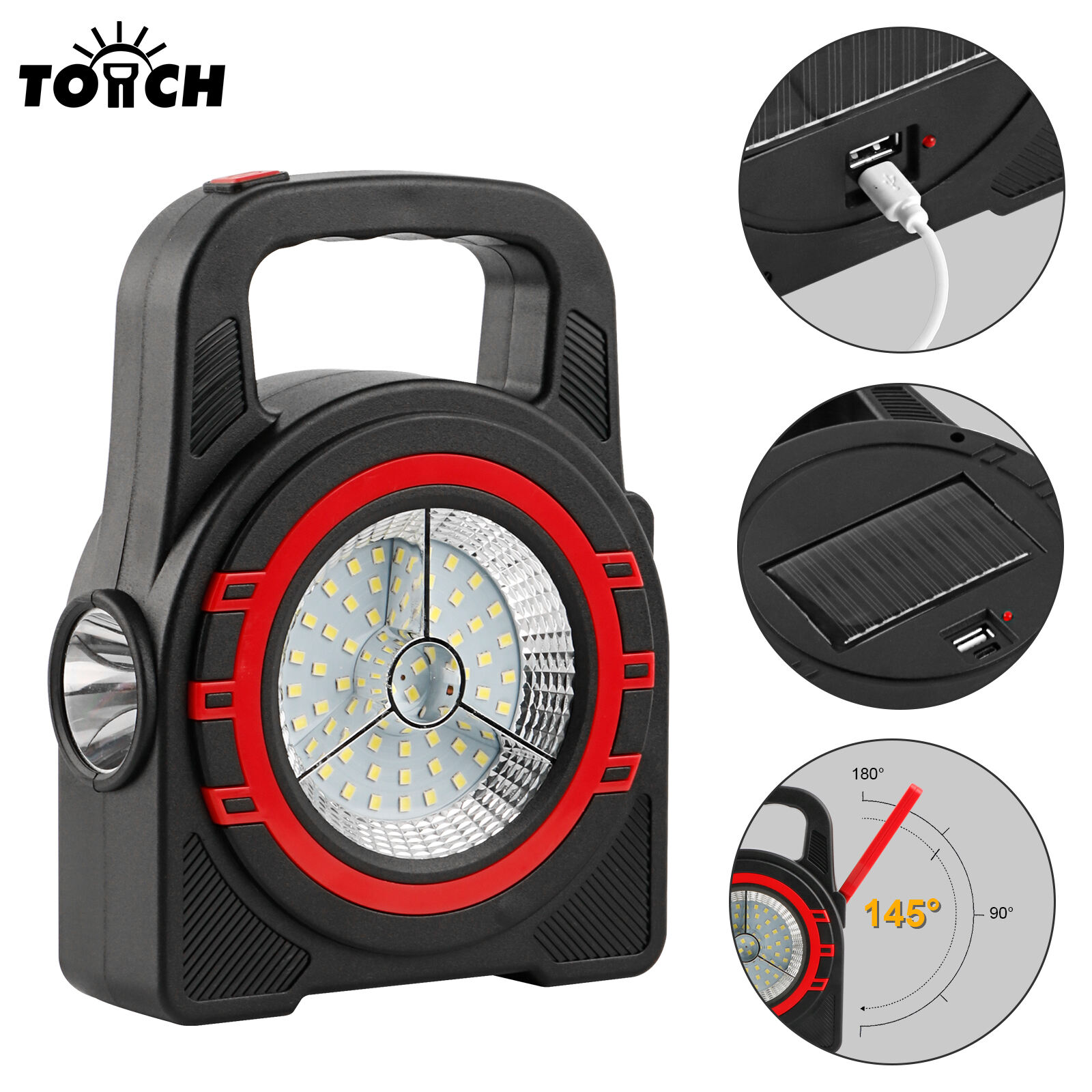 ハンドヘルド懐中電灯 屋外用高強度超明るいポータブルランタン 太陽光充電 長持ち懐中電灯