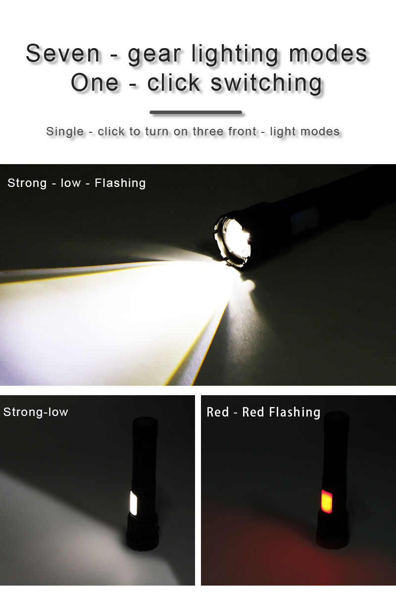 zoomable rechargeable led flashlight with power display and power bank function-15