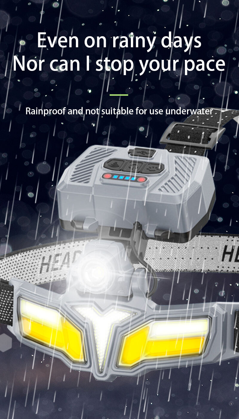 solar  type c rechargeable led headlamp with motion sensor power display and rear warning light-17