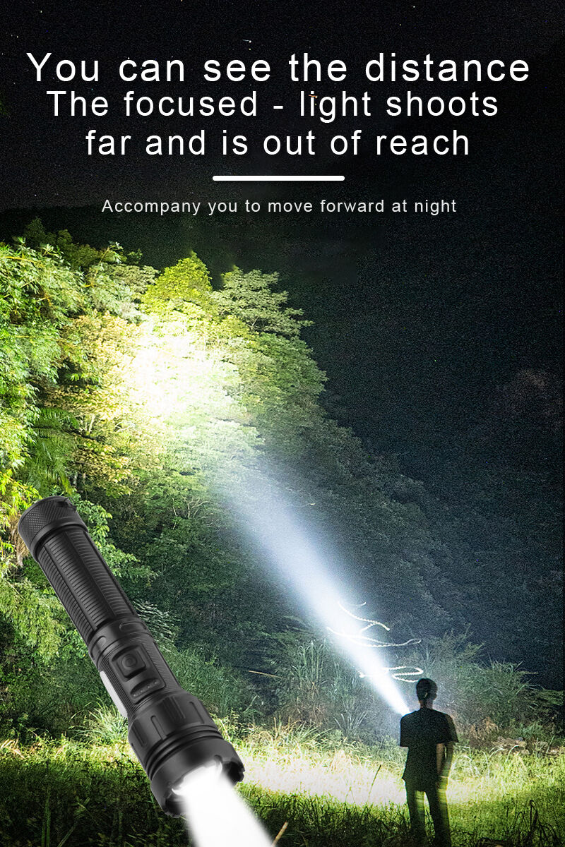 zoomable rechargeable led flashlight with power display and power bank function-16