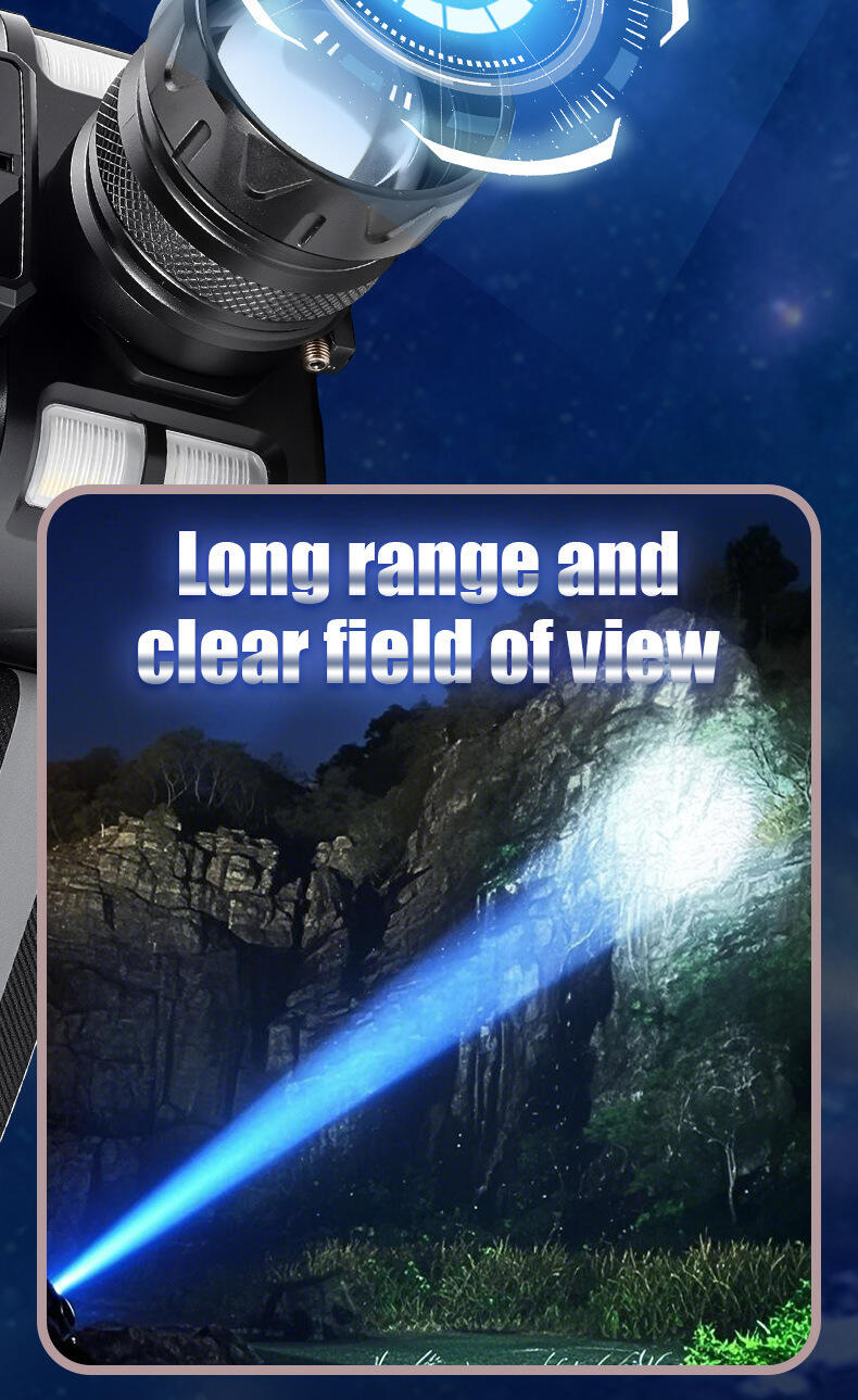 rechargeable multi color laser  smd headlamp with zoom digital power display type c charging-4