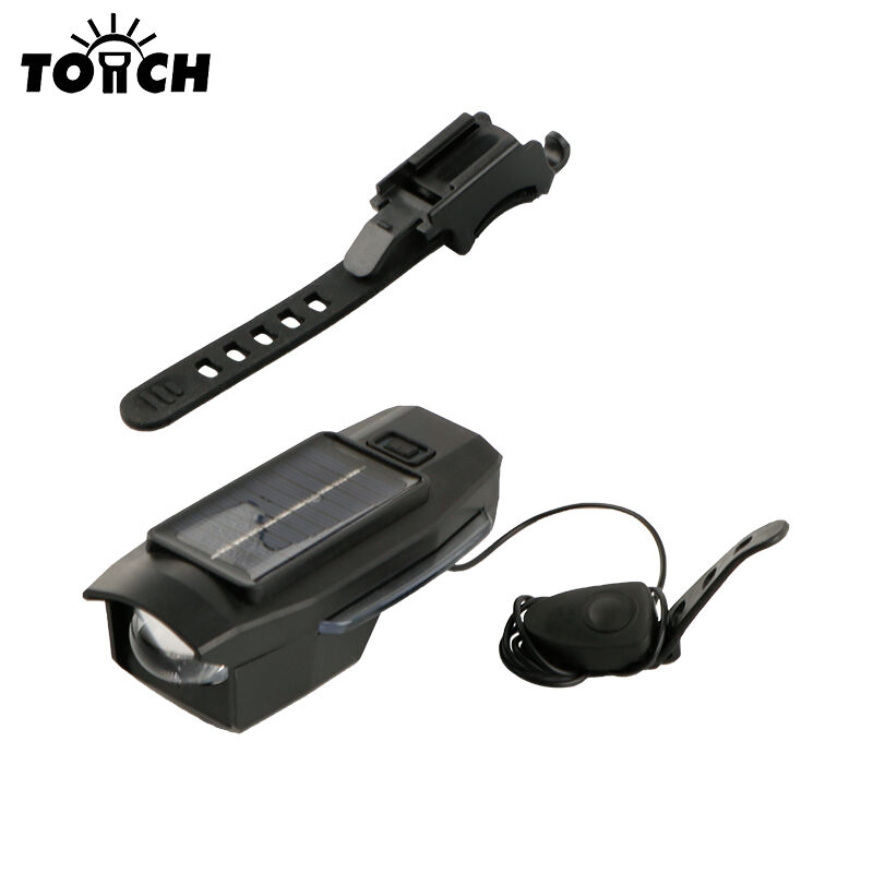 مصباح دراجة قابل لإعادة الشحن مزود بمستشعر ضوئي وشاشة عرض رقمية للطاقة وبوق