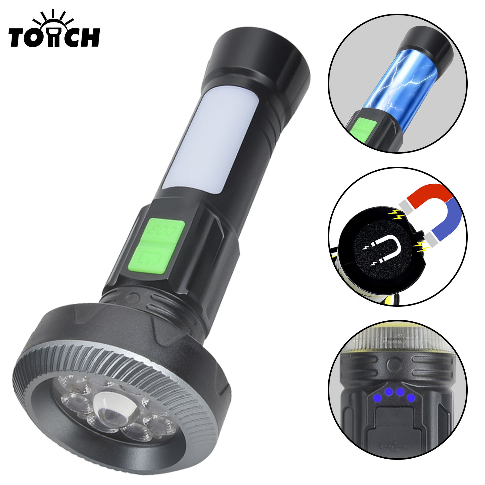 Ultra-Bright Rechargeable LED Flashlight with Magnetic 