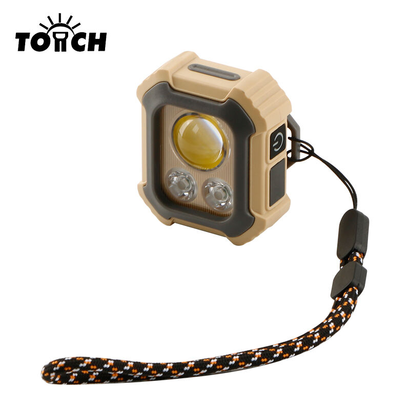 Linterna de camping recargable COB + doble XPE y frontal con indicador de potencia, imán y soporte