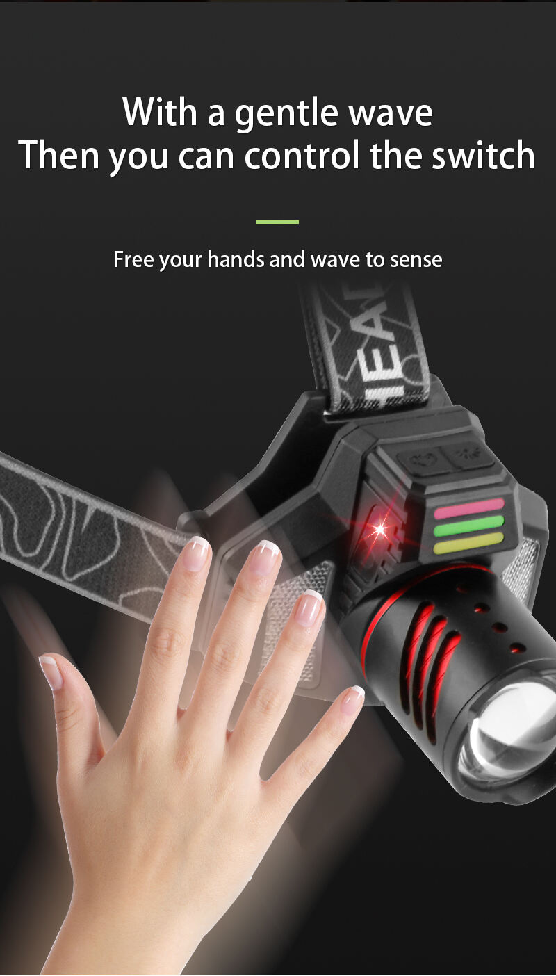 high power rechargeable headlamp with laser and front  rear smd lights motion sensor power bank-10