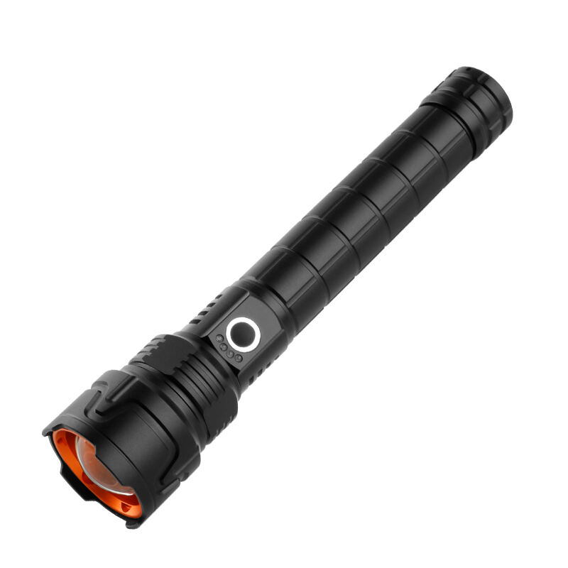 مصباح يدوي قابل لإعادة الشحن عالي القوة مع إمكانية التكبير والتقريب وشاشة رقمية لعرض حالة البطارية للاستخدام الاحترافي في الأماكن المفتوحة