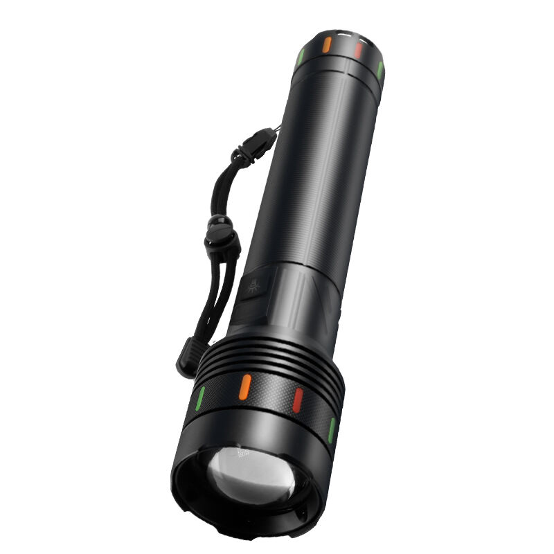 Lanterna LED de Alta Potência com Zoom e Visor Digital da Bateria