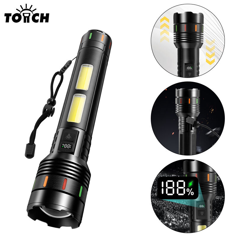 linterna láser de alta potencia de 30 W con 6 baterías 18650 y pantalla digital