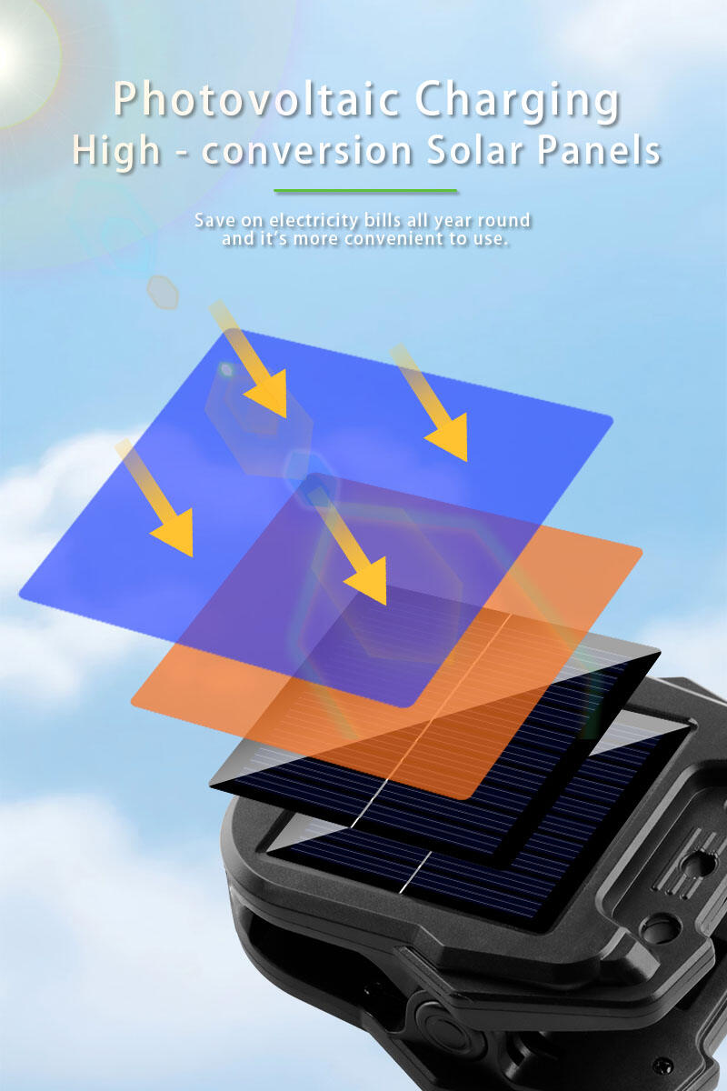 solar rechargeable led light with pir motion sensor  clip usb type c-11