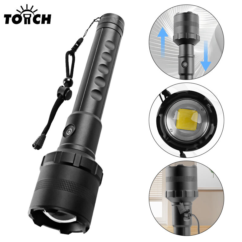 고루멘 줌 가능 재충전식 LED 손전등(파워뱅크 기능 포함)