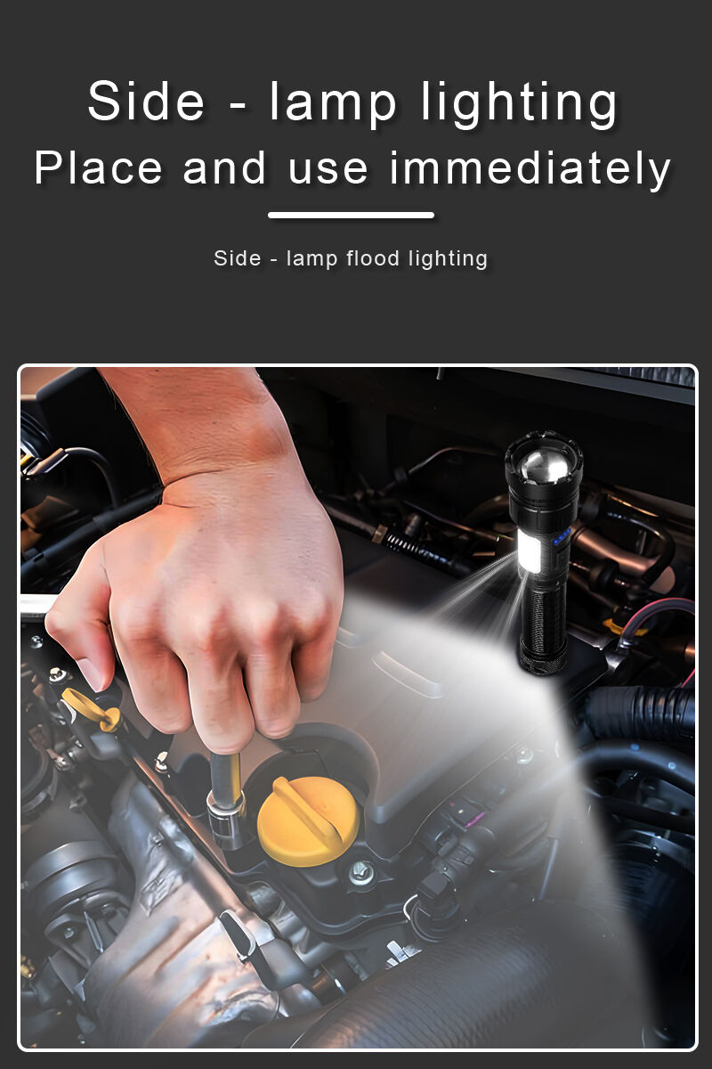 zoomable rechargeable led flashlight with power display and power bank function-9