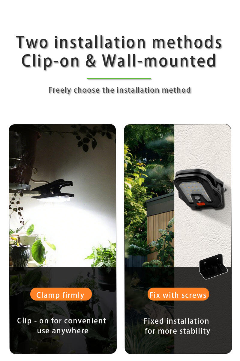 solar rechargeable led light with pir motion sensor  clip usb type c-14