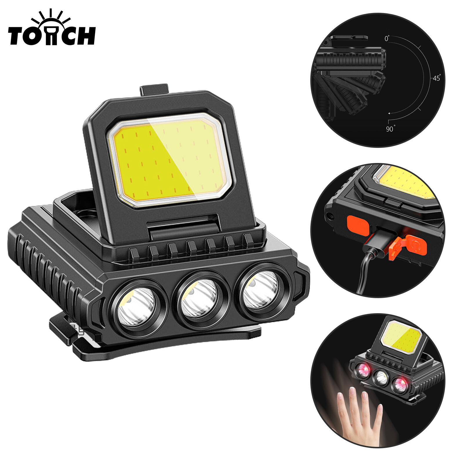 90° säädettävä akkukäyttöinen LED-päävalaisin