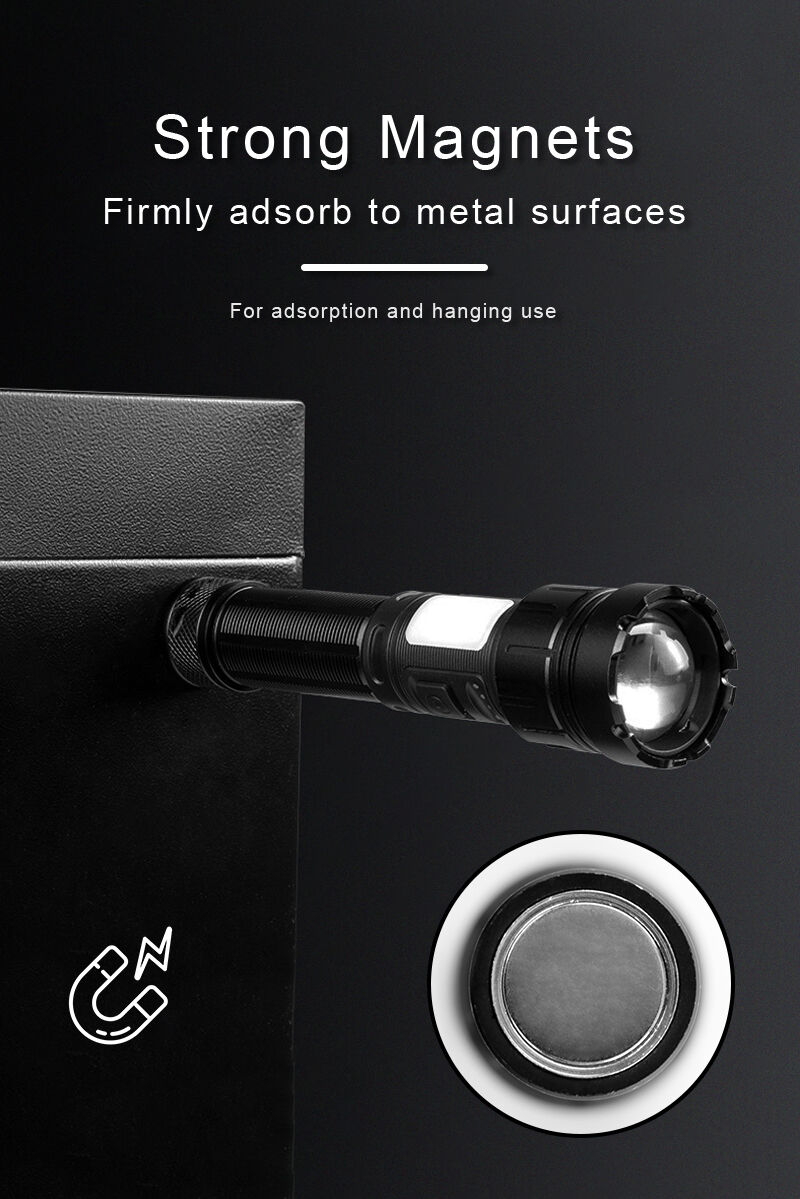 zoomable rechargeable led flashlight with power display and power bank function-18
