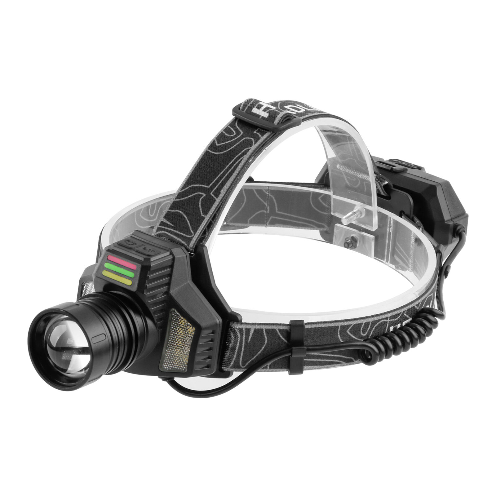 Lámpara frontal recargable de alta potencia con luz delantera y trasera, láser y múltiples SMD, sensor de movimiento y banco de energía