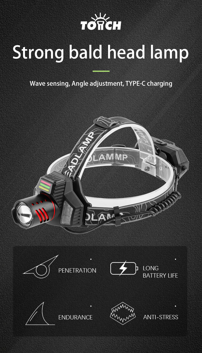 high power rechargeable headlamp with laser and front  rear smd lights motion sensor power bank-6