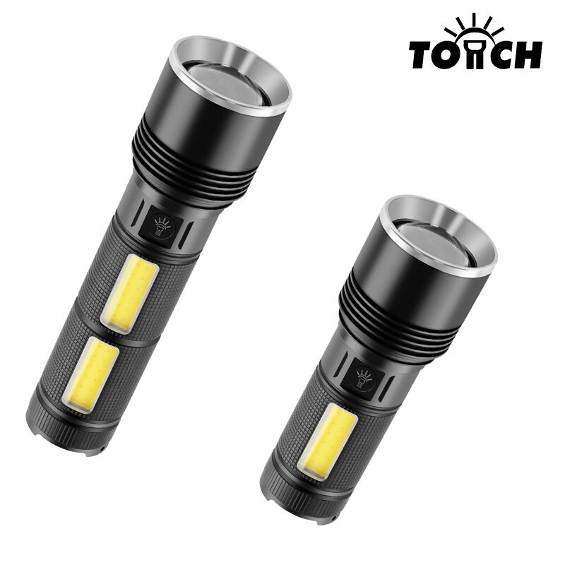 Linterna recargable de alto lumen con luz lateral ultrabrillante para uso en emergencias y trabajo