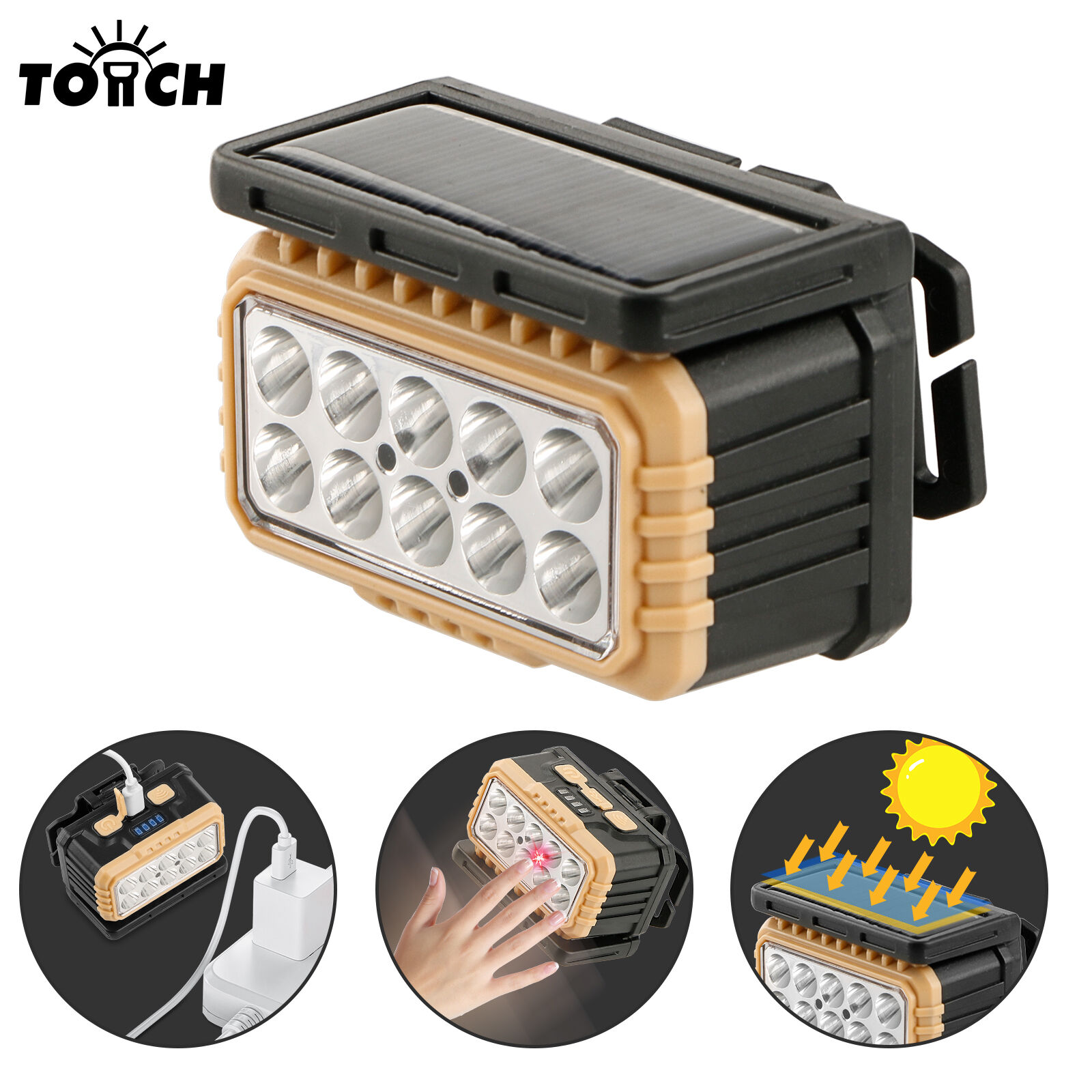 전력 표시 기능이 있는 태양광 충전식 LED 헤드램프