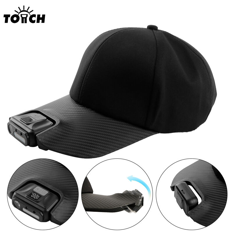 Käsimotion-anturilla varustettu päävalaisinkalotti digitaalisella tehon näytöllä