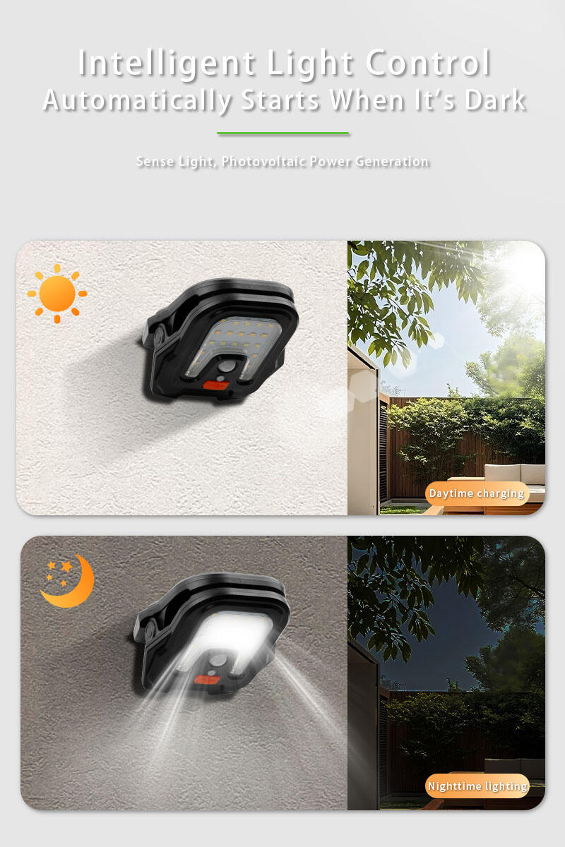 solar rechargeable led light with pir motion sensor  clip usb type c-10
