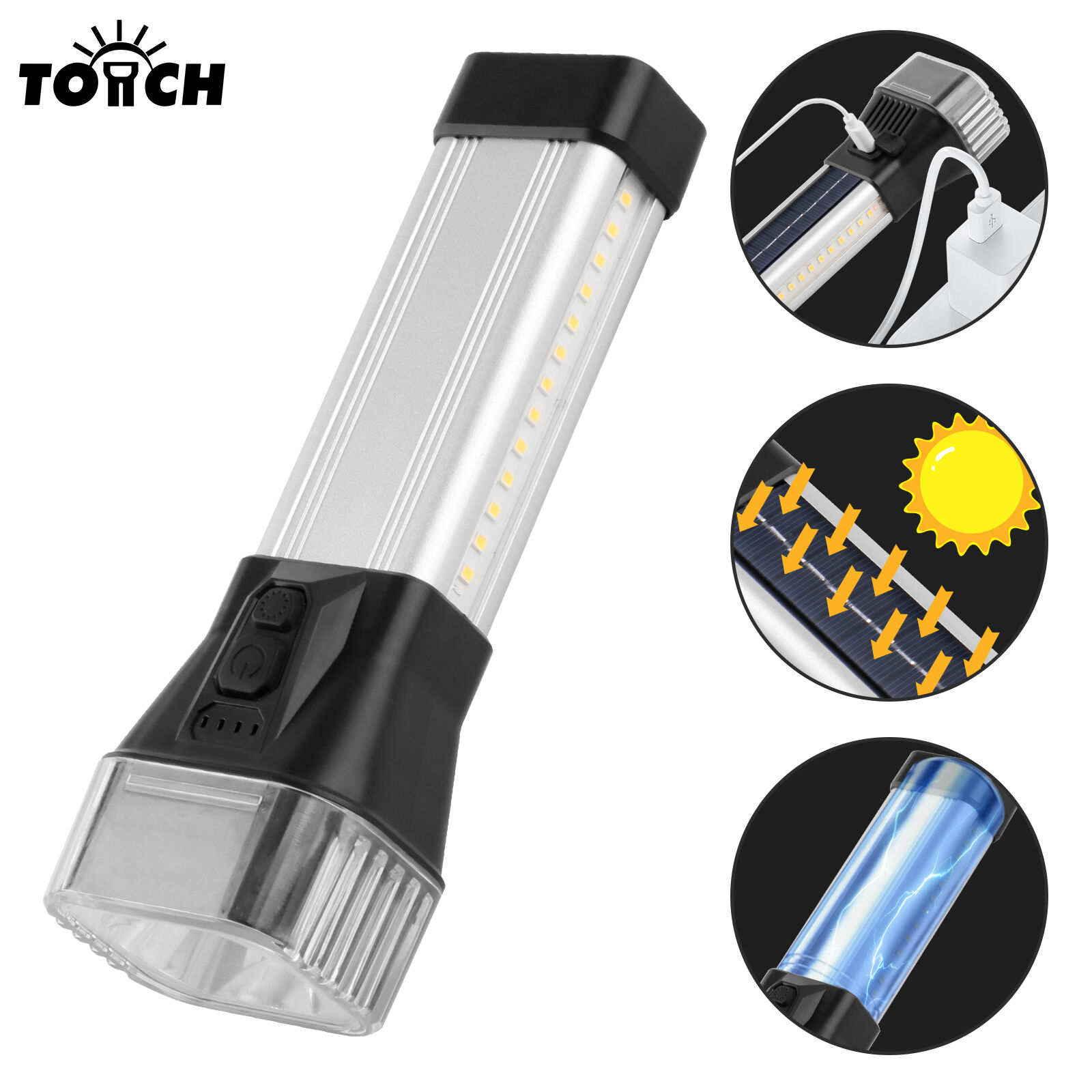 مصباح يدوي قابل لإعادة الشحن عالي اللومين مصنوع من خليط الألومنيوم والبلاستيك