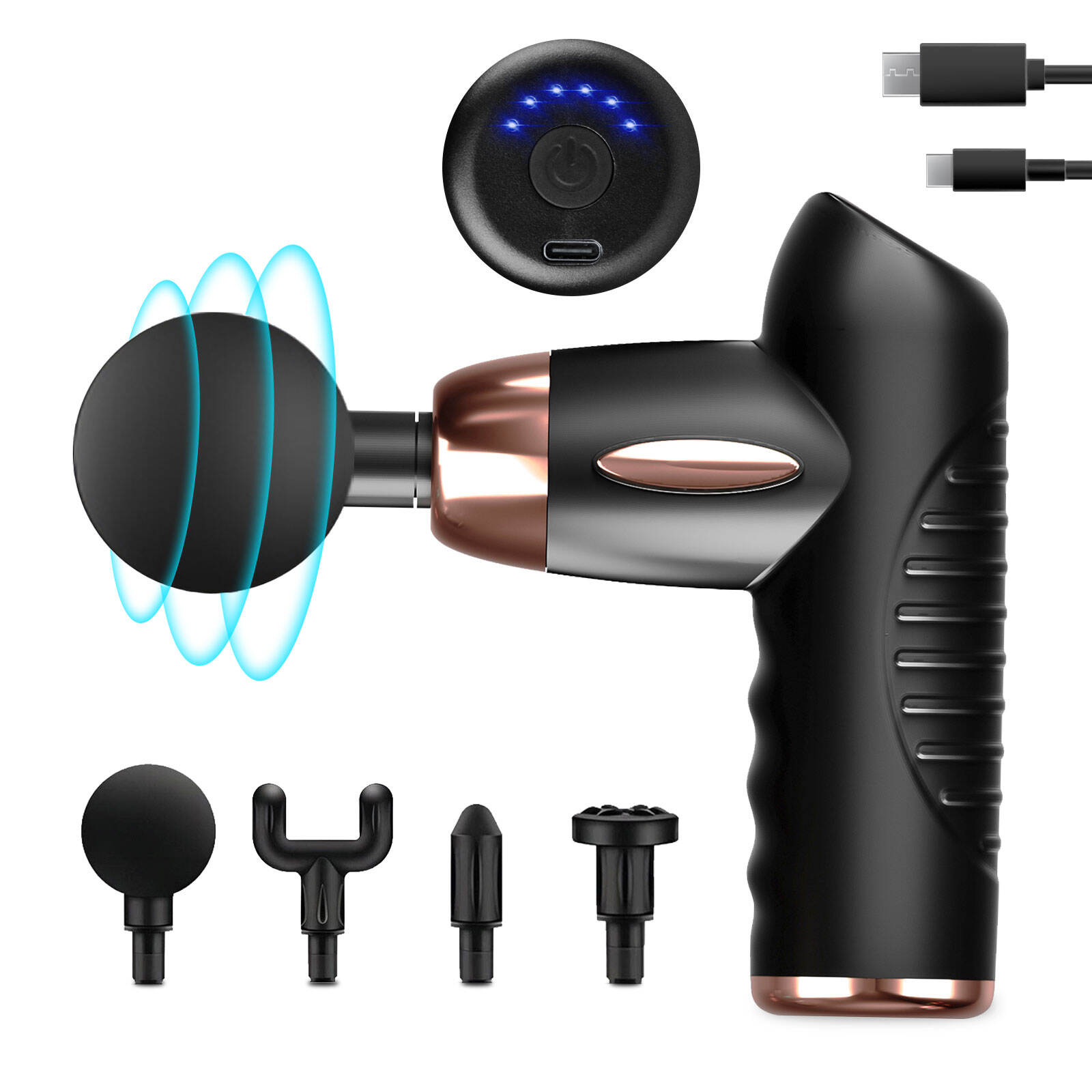TL-MG6 Mini Massage Gun 35W 6 Speeds Deep Tissue Percussion Massager with 4 Heads Type-C Rechargeable