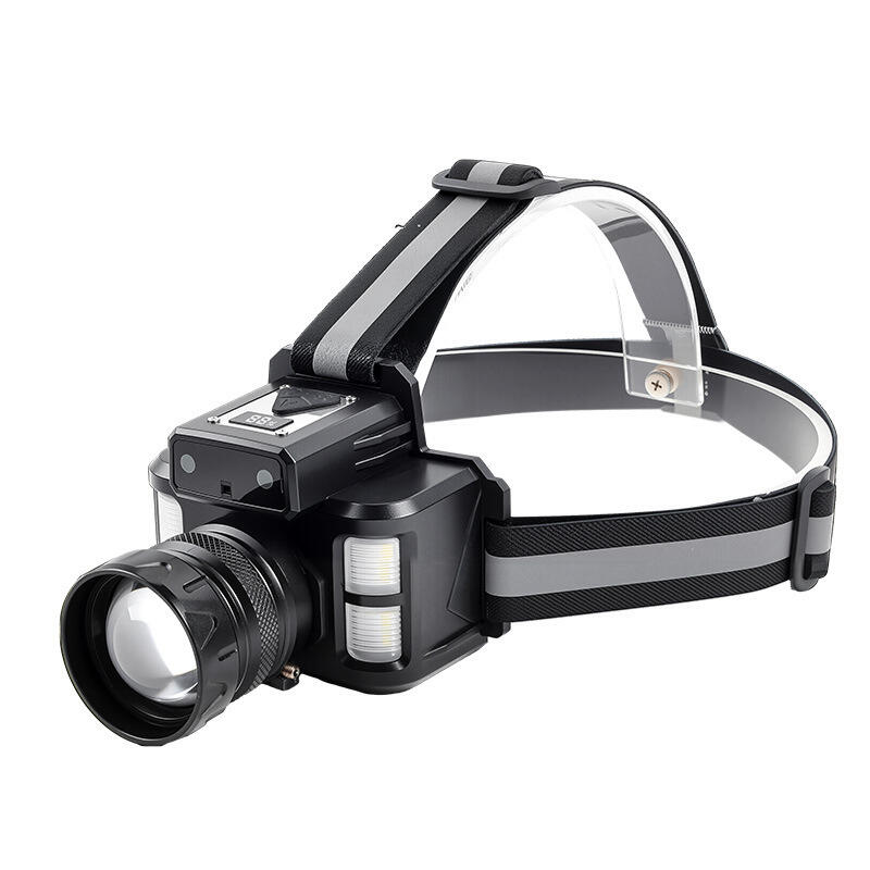 Lámpara frontal recargable con láser multicolor y SMD con zoom, indicador digital de potencia, carga tipo-C