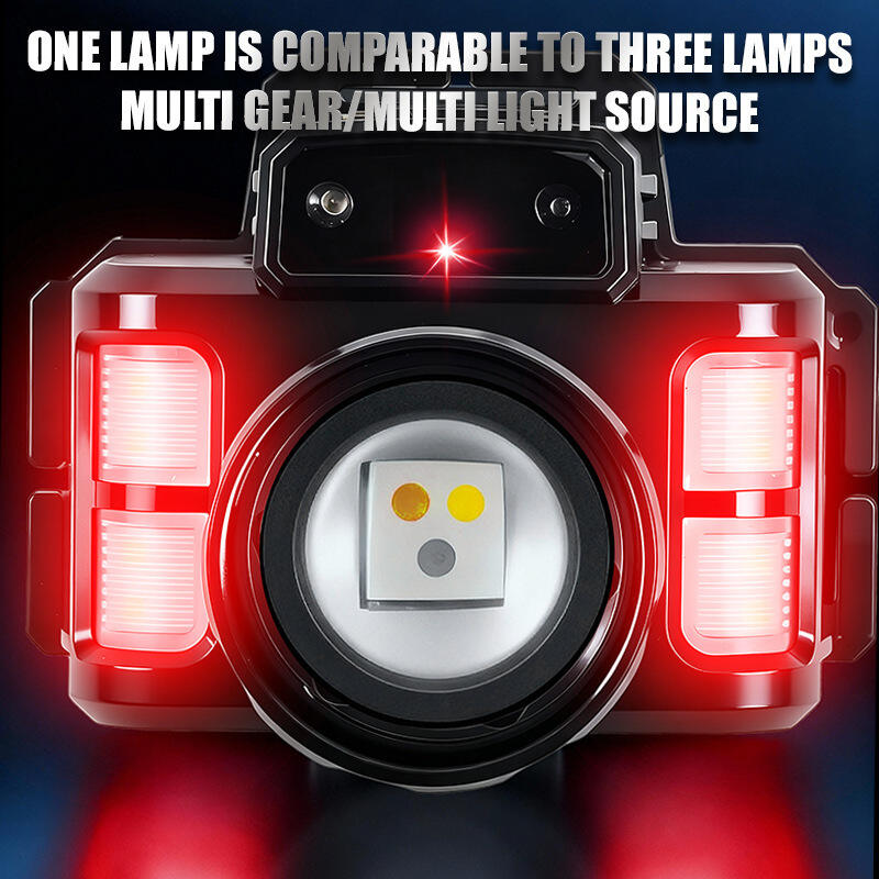 rechargeable multi color laser  smd headlamp with zoom digital power display type c charging-7