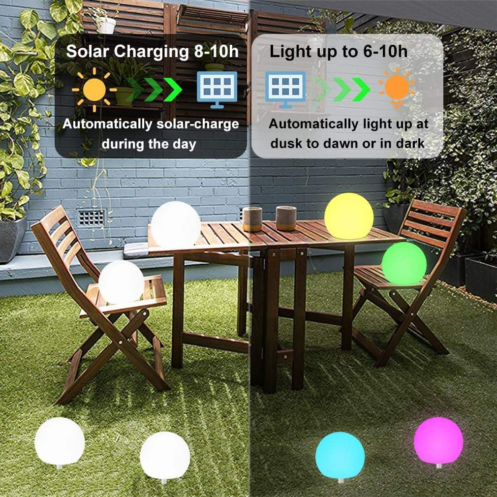 Eco-friendly Solar Rechargeable PE RGB Led Landscape Motif Ball Lights IP55 details