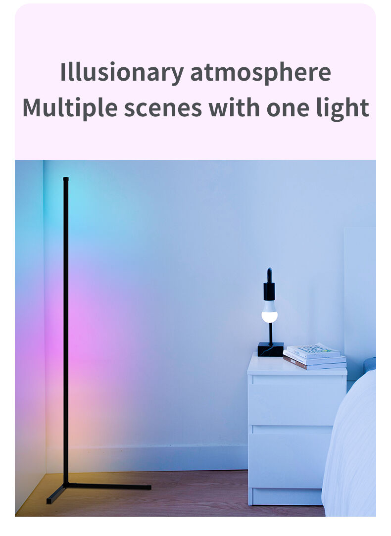 RGB Smart Music Voice Control Corner LED Floor Lamp for Home game Decor details