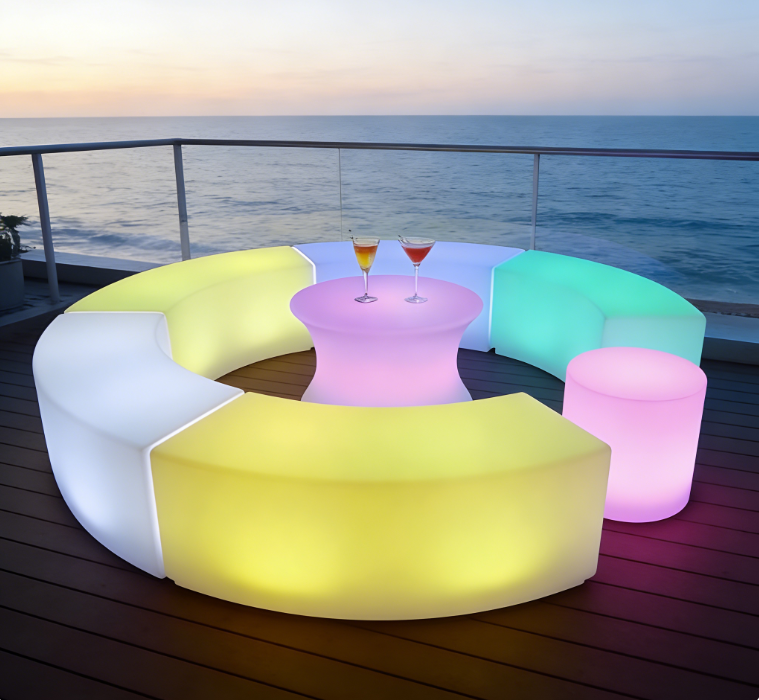 LED Curved Glow Sofa – Color Changing Outdoor Event Seating