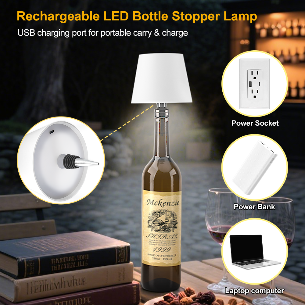 USB rechargeable Bottle lamp touch 3 color dimming light for multi scene compatible supplier