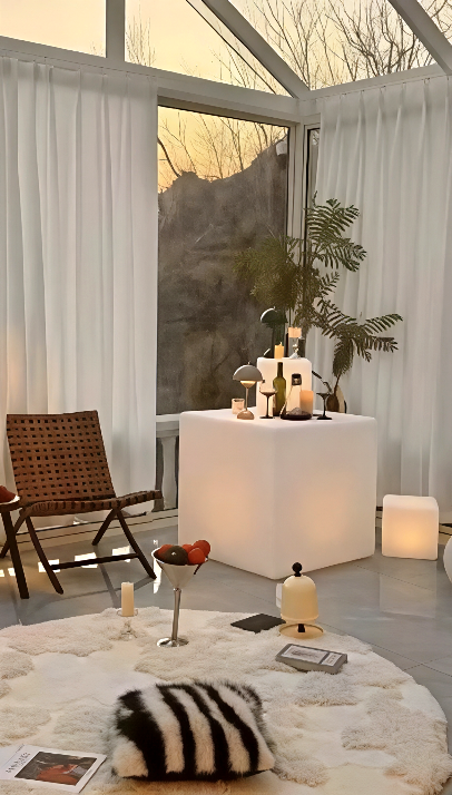 LED Cube Elevate Indoor Lounge & Sunroom Ambiance