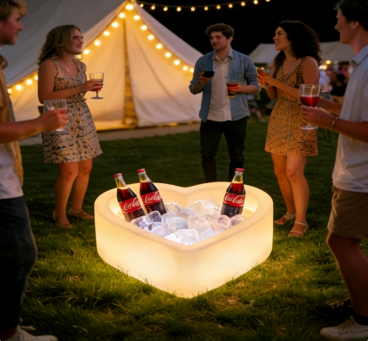 LED Illuminated Heart-Shaped Ice Bucket - 16 Color Changing Waterproof Ice Bucket for Party, Bar & Event
