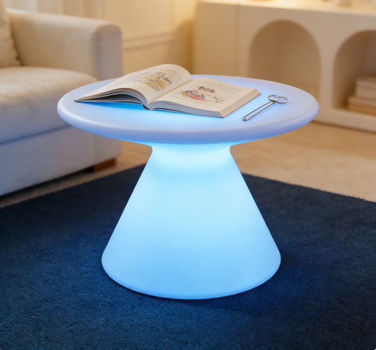 Glowing LED Table, Lightweight Plastic LED Furniture with Cube Chairs for Home, Patio, Camping, Party Decoration