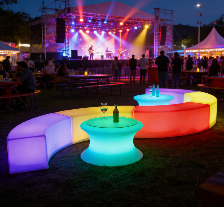 Rechargeable LED Circular Bench – Waterproof Bar & Party Furniture