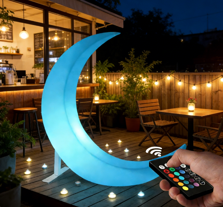 Outdoor luminous swing LED moon chair
