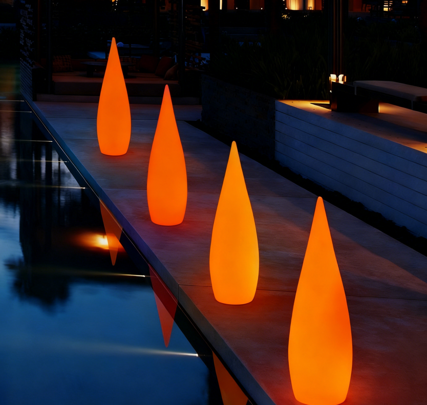 IP65 LED Water Drop Lamp rechargeable RGB 16 colors with remote control Garden Floor Lamp