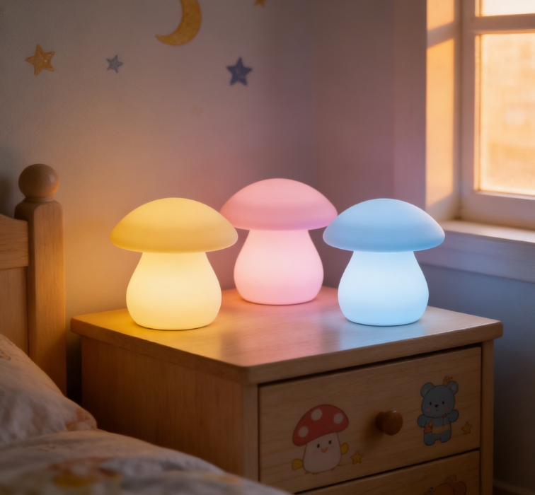 Cute LED Mushroom Light - Dimmable Night Light, Perfect Gift for Kids, Party & Home Decoration