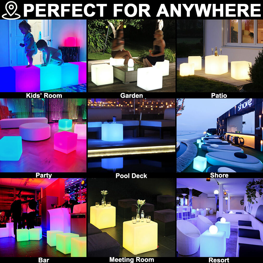 IP65 Rechargeable RGB PE LED Cube (20-80cm table and chair 2 in 1 ) with remote control supplier