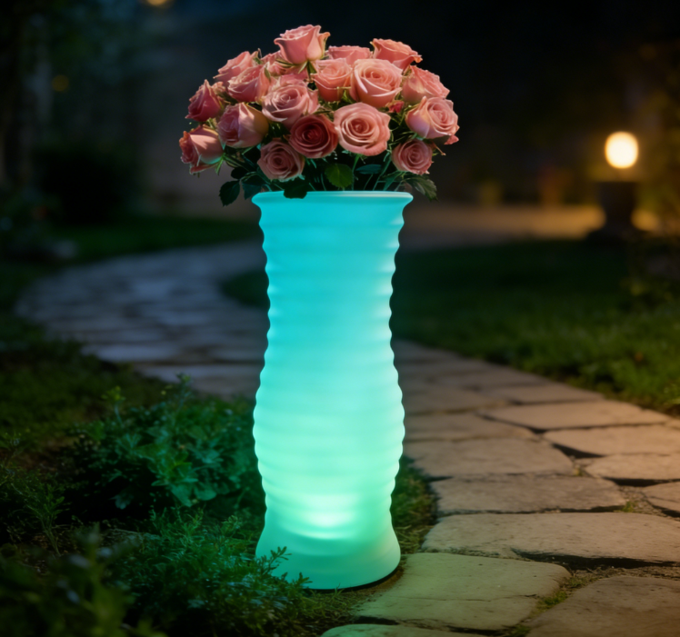 LED luminous vase thread floor mounted vase light with colorful remote control and USB charging