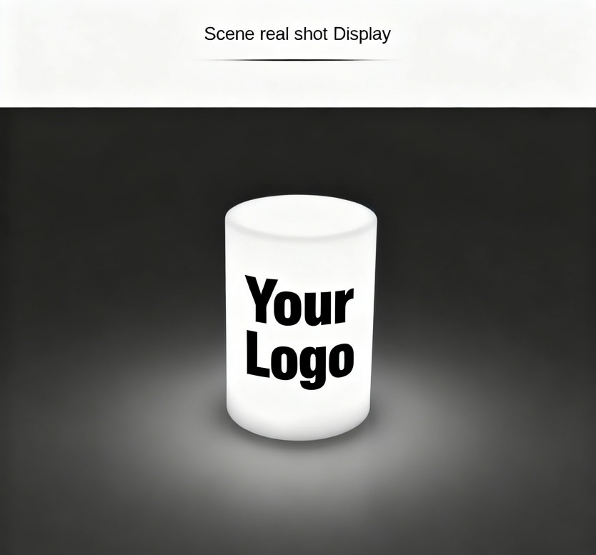 83mm Cylindrical LED lights customized logo for table decoration details