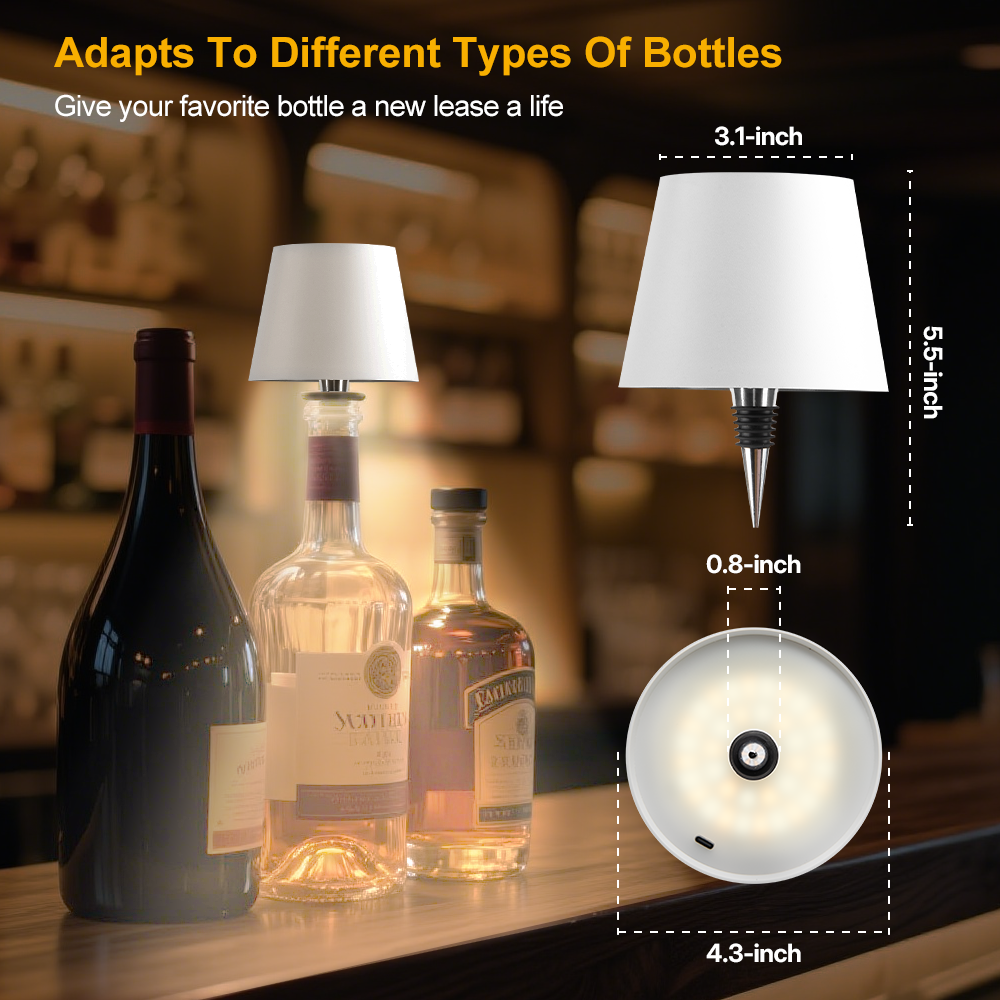 USB rechargeable Bottle lamp touch 3 color dimming light for multi scene compatible details