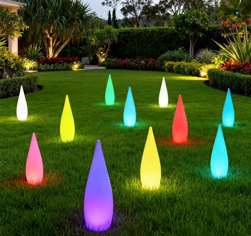 IP65 LED Water Drop Lamp rechargeable RGB 16 colors with remote control Garden Floor Lamp factory