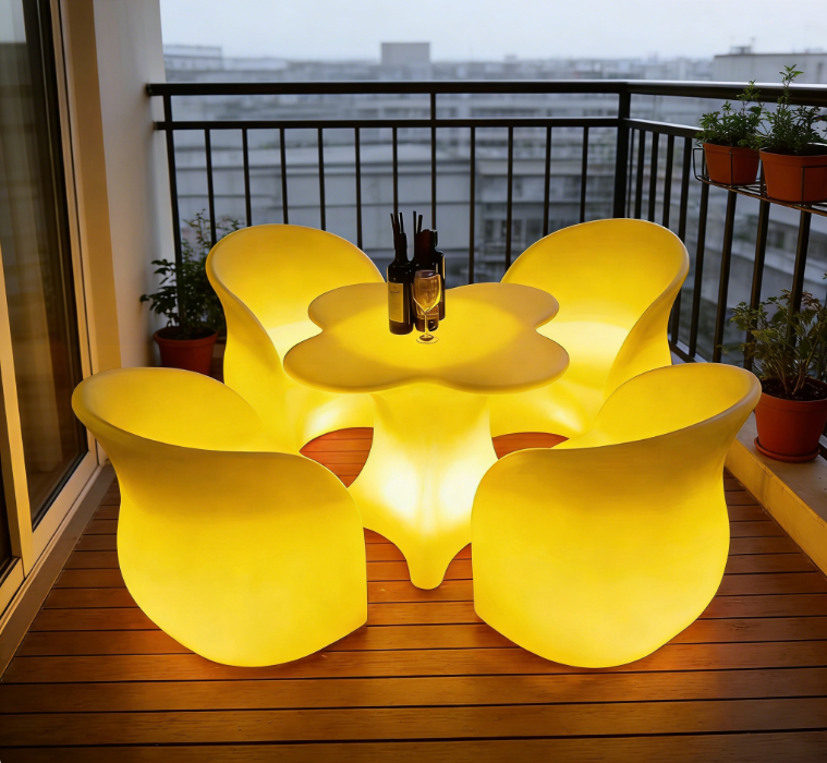 Outdoor waterproof multi-color luminous LED plum blossom table and chair