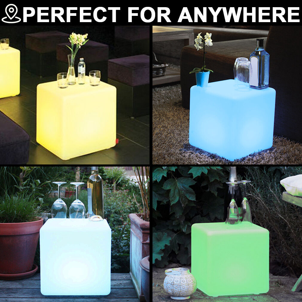 Modern 40x40x40CM LED Cube Table Light Waterproof RGB Night Club Party Lamp USB Battery Charging for Dining