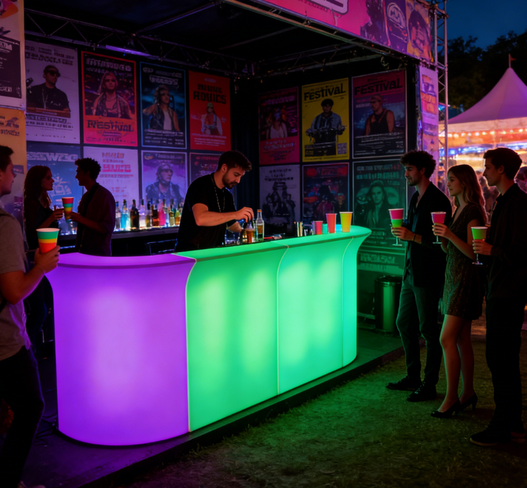 Remote Control Rgb Color Changing Nightclub Furniture Waterproof Outdoor Plastic LED bar Counter Party Furniture 