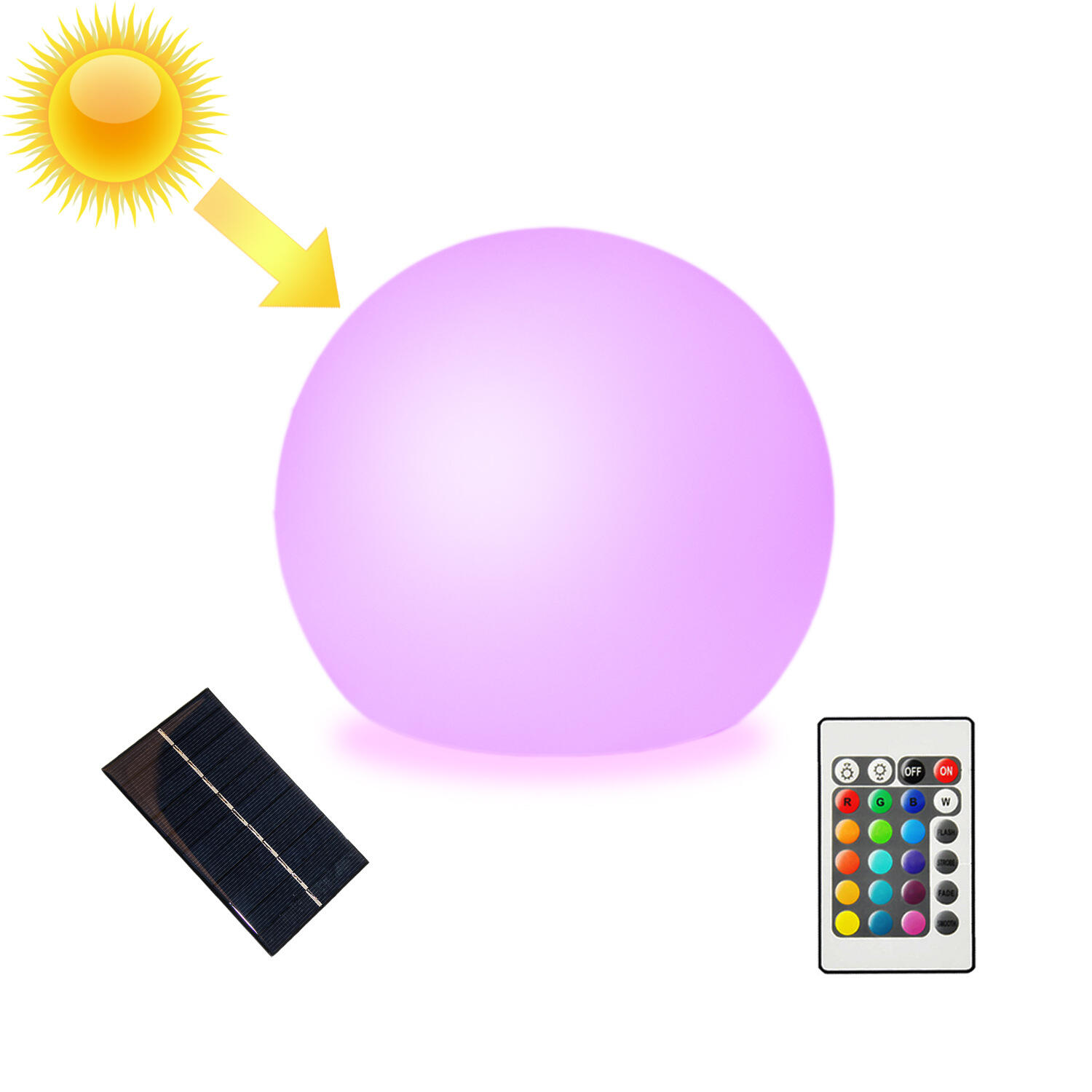 Eco-friendly Solar Rechargeable PE RGB Led Landscape Motif Ball Lights IP55