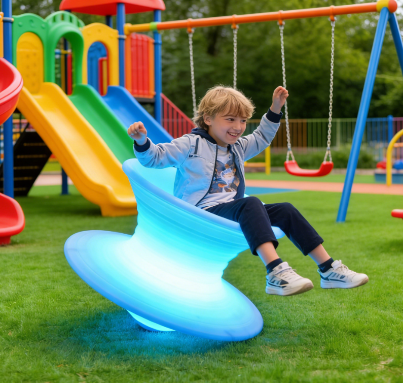 Outdoor 360-Degree Rotating LED Luminescent Gyro Chair